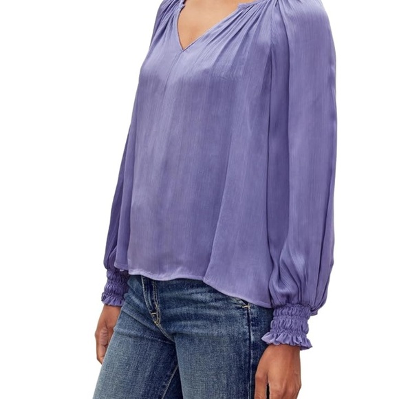 NWT Velvet by Graham & Spencer Helen Crinkle Purple Lilac Blouse Multiple Sizes - Picture 5 of 5